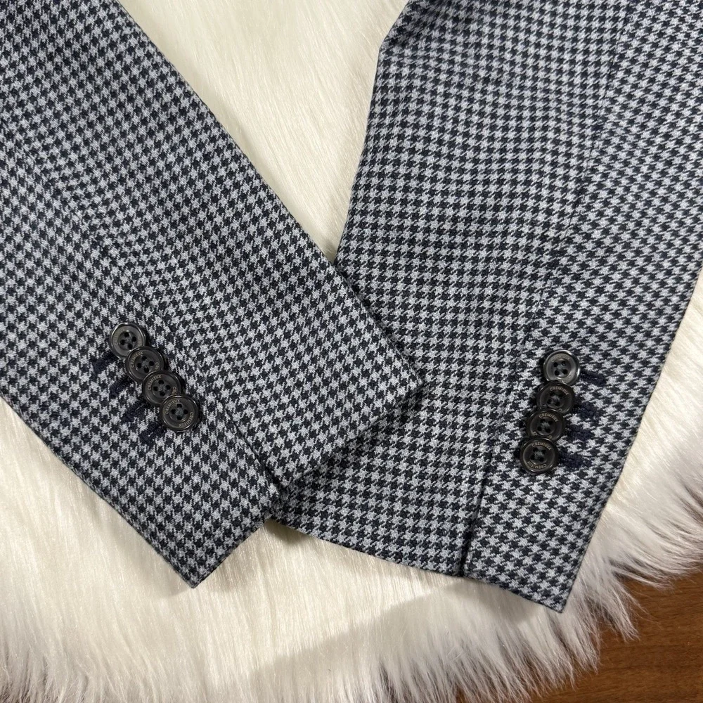 Cremieux Moon Fabric Houndstooth Blazer Jacket Mens Size XL Wool Cotton Cashmere